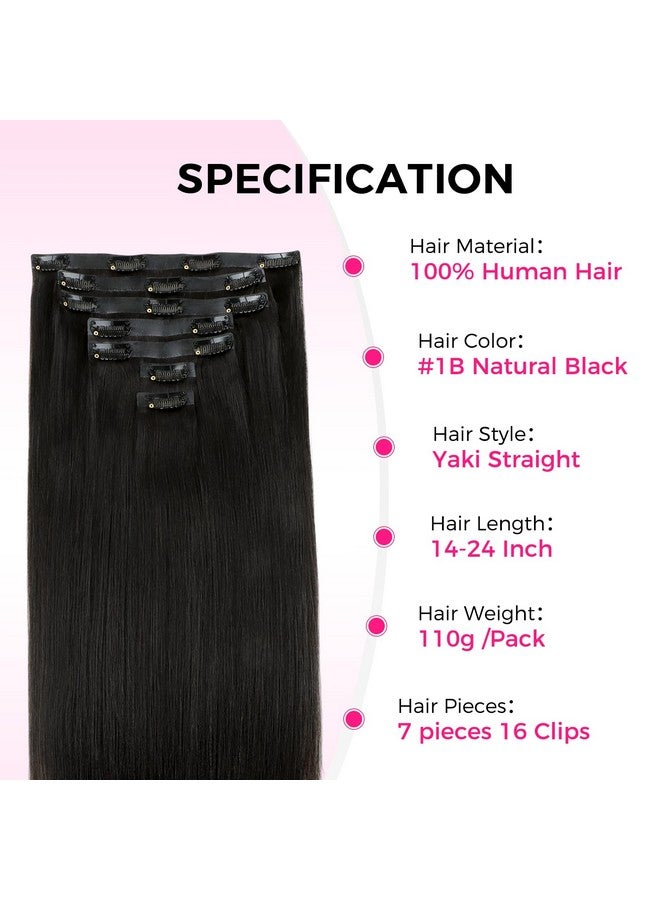 لاشي وصلات شعر لاشي إنفيزي إيدج بمشبك، 14 بوصة، 110 جرام، 7 قطع، وصلات شعر محقونة بدون درزات من البولي يوريثان، شعر بشري طبيعي، شعر ياكي مستقيم أسود طبيعي - Image 5