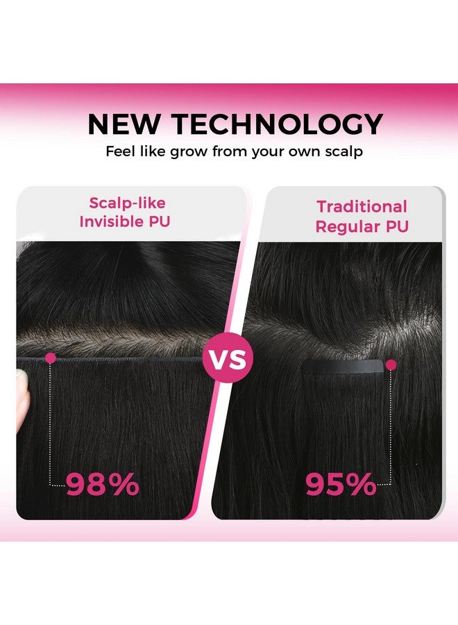 لاشي وصلات شعر لاشي إنفيزي إيدج بمشبك، 14 بوصة، 110 جرام، 7 قطع، وصلات شعر محقونة بدون درزات من البولي يوريثان، شعر بشري طبيعي، شعر ياكي مستقيم أسود طبيعي - Image 3