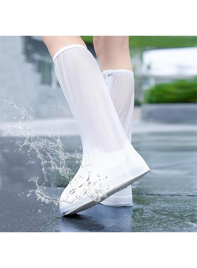 اتش واي أغطية أحذية مقاومة للماء ، أغطية أحذية المطر القابلة لإعادة الاستخدام ، أغطية واقي الأحذية غير القابلة للانزلاق ، أغطية الأحذية ، واقيات ركوب الدراجات في الهواء الطلق للرجال والنساء والأطفال (أبيض ، كبير) - Image 1