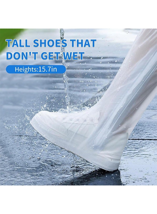 اتش واي أغطية أحذية مقاومة للماء ، أغطية أحذية المطر القابلة لإعادة الاستخدام ، أغطية واقي الأحذية غير القابلة للانزلاق ، أغطية الأحذية ، واقيات ركوب الدراجات في الهواء الطلق للرجال والنساء والأطفال (أبيض ، كبير) - Image 3