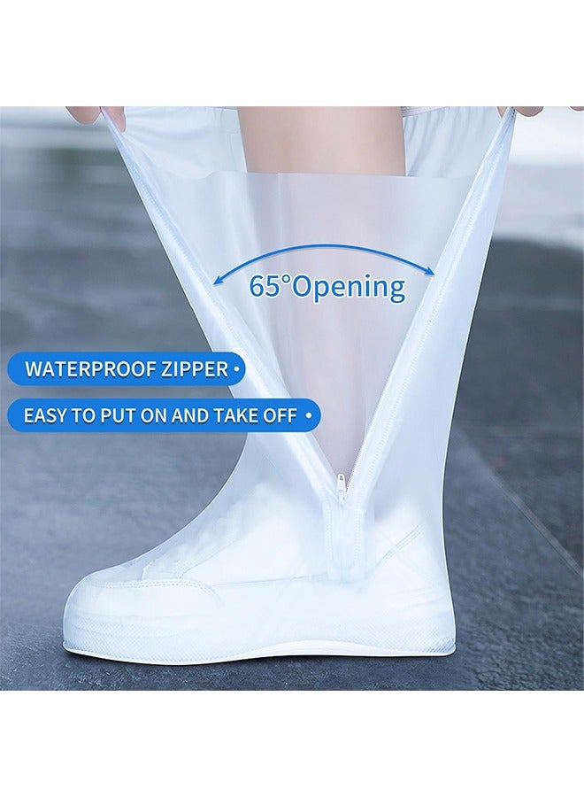 اتش واي أغطية أحذية مقاومة للماء ، أغطية أحذية المطر القابلة لإعادة الاستخدام ، أغطية واقي الأحذية غير القابلة للانزلاق ، أغطية الأحذية ، واقيات ركوب الدراجات في الهواء الطلق للرجال والنساء والأطفال (أبيض ، كبير) - Image 4