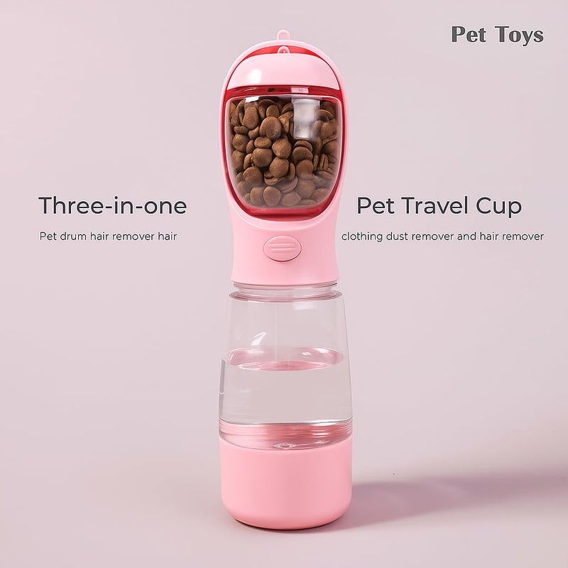 Schmick 3-in-1 Portable Pet Water Bottle with Food Container and Waste Bag Storage - Travel Pet Water Dispenser Bottle (Pink, Medium) - Image 3