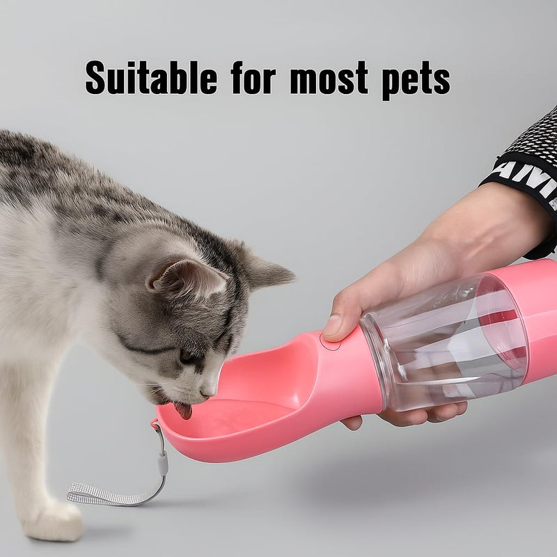 Schmick 3-in-1 Portable Pet Water Bottle with Food Container and Waste Bag Storage - Travel Pet Water Dispenser Bottle (Pink, Medium) - Image 2