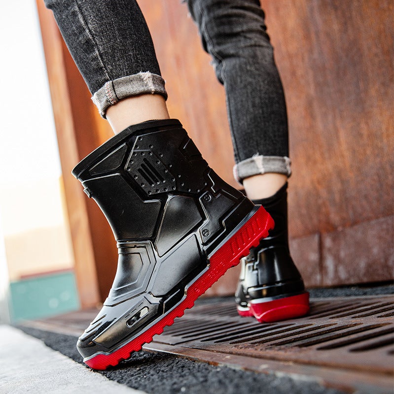 Large Size Rain Boots For Men And Women, Waterproof Boots, Fashionable Rain Shoes, Functional Riding Boots, Slip-On Rubber Boots, Black Fishing Water Boots For Men - Image 3