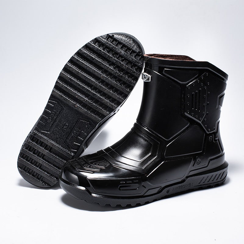 Large Size Rain Boots For Men And Women, Waterproof Boots, Fashionable Rain Shoes, Functional Riding Boots, Slip-On Rubber Boots, Black Fishing Water Boots For Men - Image 5