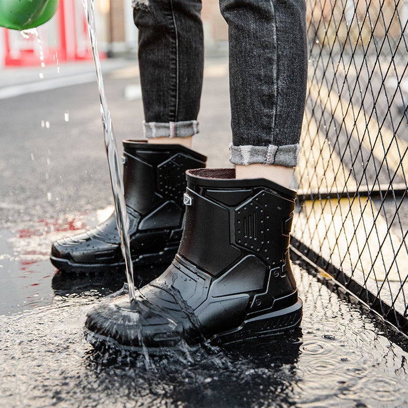 Large Size Rain Boots For Men And Women, Waterproof Boots, Fashionable Rain Shoes, Functional Riding Boots, Slip-On Rubber Boots, Black Fishing Water Boots For Men - Image 2