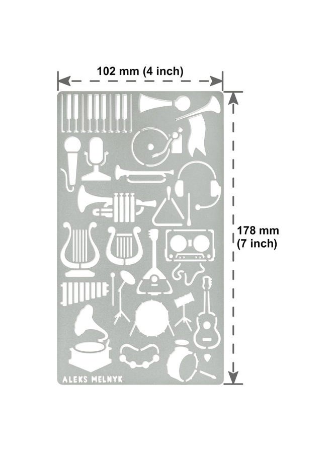 Aleks Melnyk No.492 Metal Stencils, Song Writer's Composing Templates for Music Notes, 3 PCS, Large Symbols, Bullet Journaling, Bookmark, Engraving Wood, Wood Burning and Patterns - Image 2