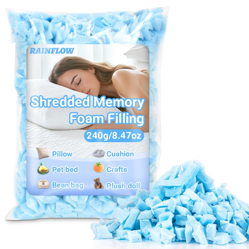 RAINFLOW Shredded Memory Foam Filling - 6.35oz Bean Bag Filler,Soft and Convenient Memory Foam Pillow Stuffing for Couch Pillow Cushion Dog Bed Arts Crafts - Image 1