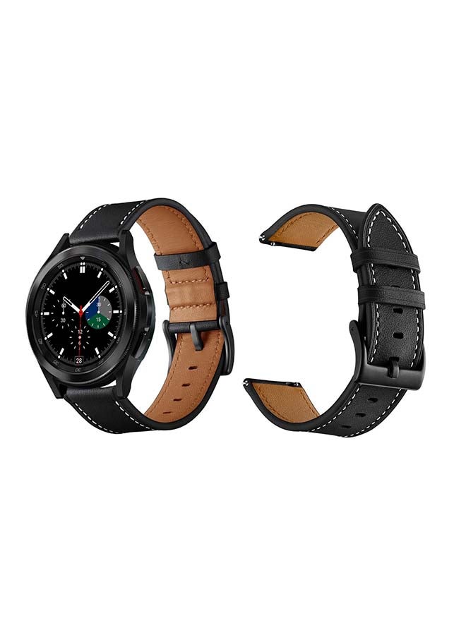 Perfii Genuine Leather Replacement Band For Samsung Galaxy Watch4 42/46mm Blue - Image 2