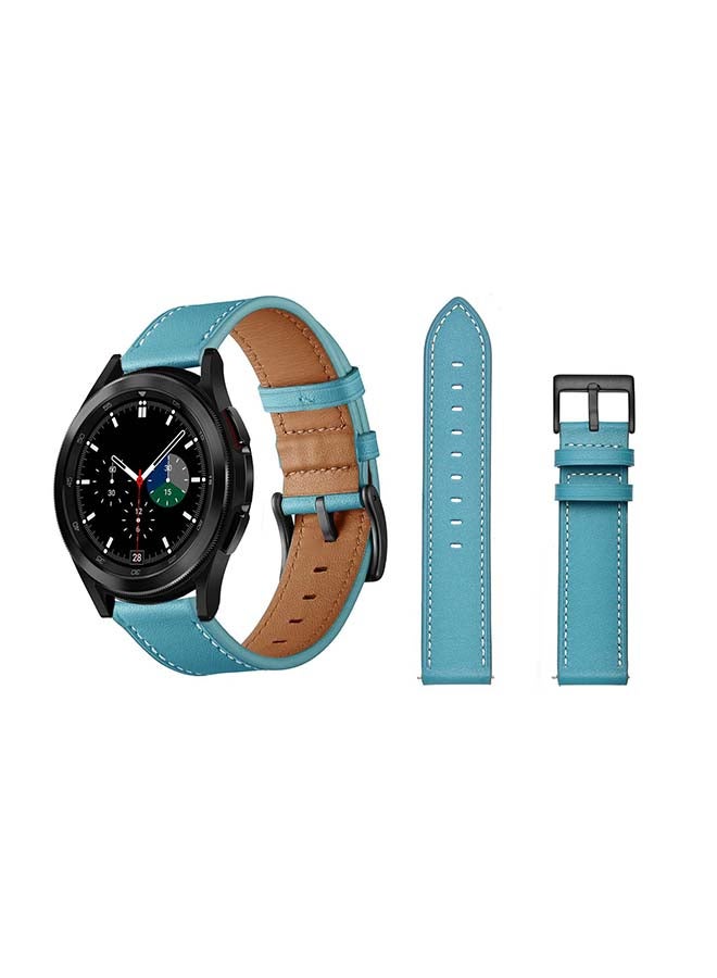 Perfii Genuine Leather Replacement Band For Samsung Galaxy Watch4 42/46mm Blue - Image 1