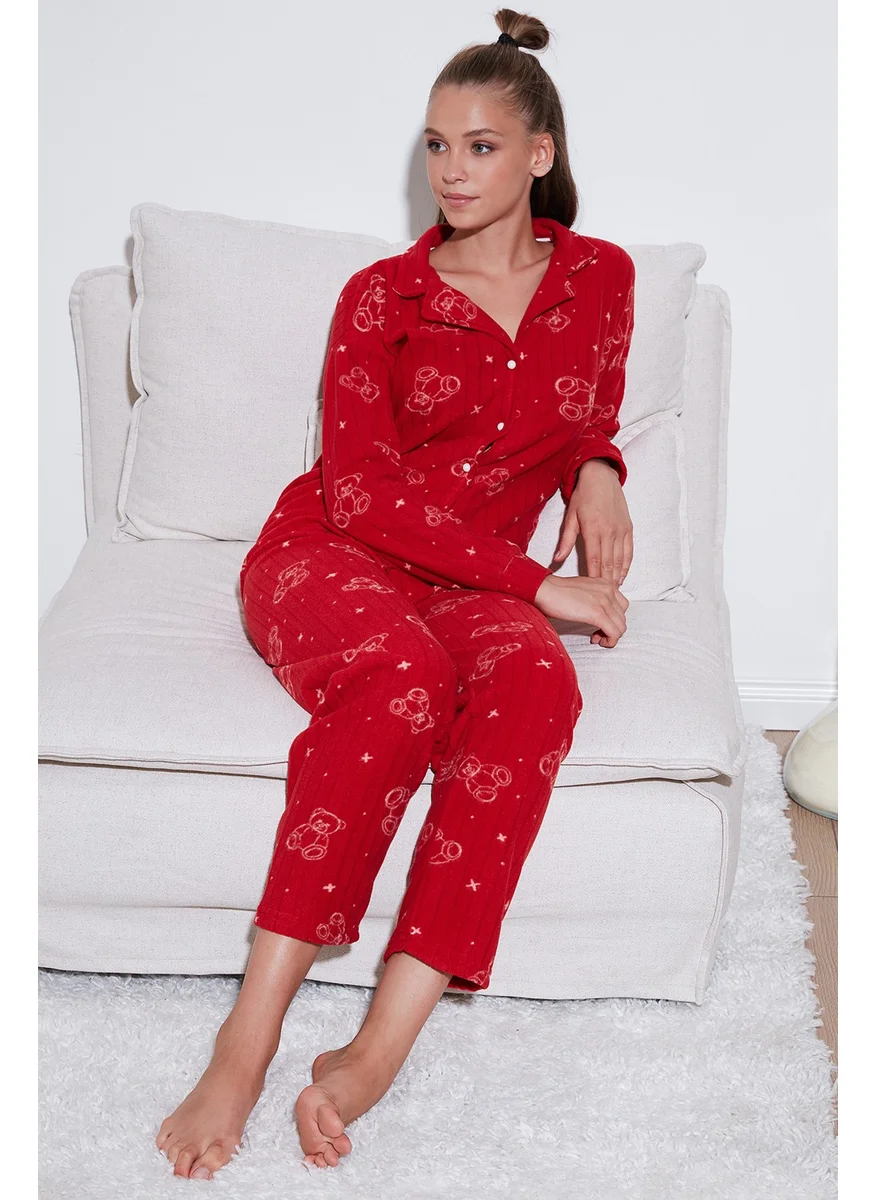 Lela Standard Fit Buttoned Polar Fleece Pajama Set Women's Pajama Set 6095616