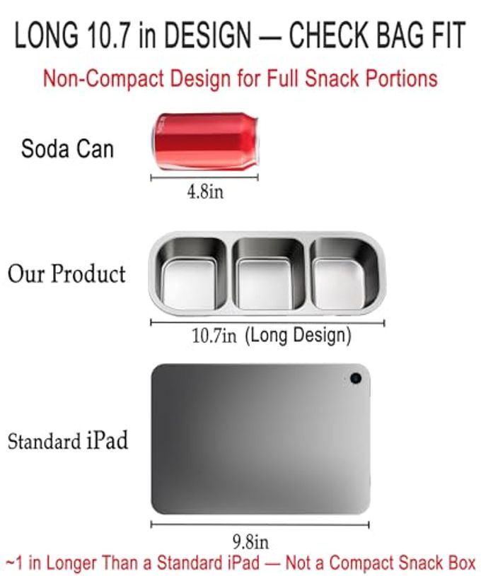 KTKUDY 3 Pack Stainless Steel Snack Containers for Kids & Adults Large Leak-Proof 2-Compartment Stackable Snack Lunch Boxes for Daycare, School, Work & Travel - Image 3