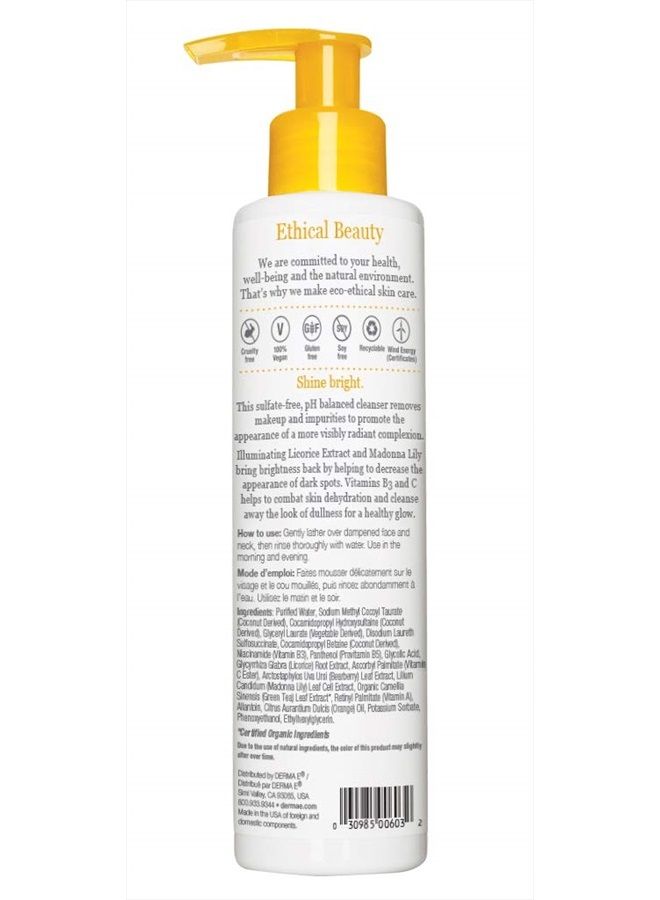 derma-e منظف فيتامين سي - منظف يومي لتفتيح البشرة - غسول مرطب للوجه لتوحيد لون البشرة - منظف مرطب للوجه لتوهج متألق، 6 أونصة سائلة - Image 2