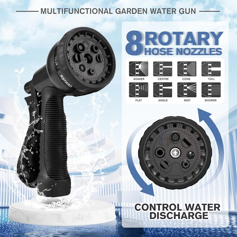 LINGKY 25FT Expandable Garden Hose Pipe - Flexible Water Hose with 1/2''& 3/4'' Solid Brass Connectors, Garden Hose with 8 Function Spray Nozzle, 3-Layer Latex Core Hosepipe Anti-Leakage - Image 2