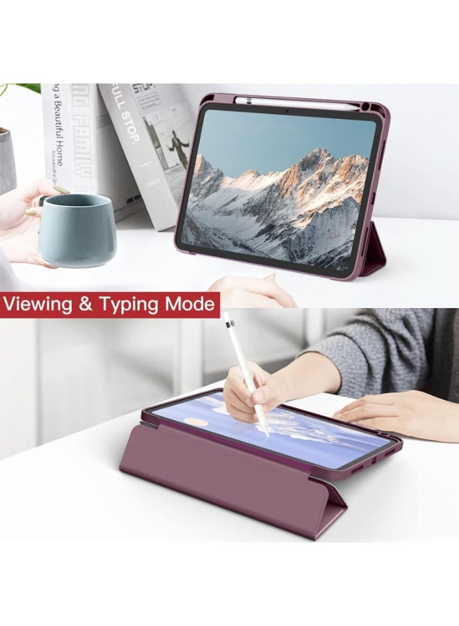 Case for iPad 10th Generation 2022 10.9 Inch with Pen Holder, Shockproof Smart Case Cover with Transparent Back Shell Protective Case Compatible with iPad 10th Gen (Wine Red) - Image 2