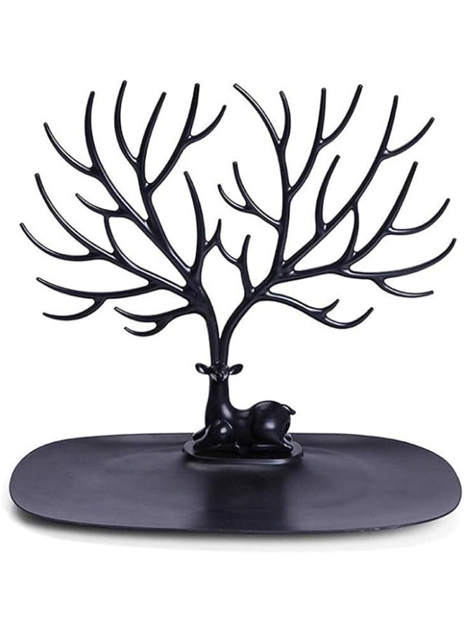 Arabest Jewelry Holders - Jewelry Rack Deer Tree Display Stand Tray,Antler Tree Jewelry Organizer Rack for Earrings,Necklaces,Bracelets,Lipsticks, Watches, Keys (Black) - Image 2