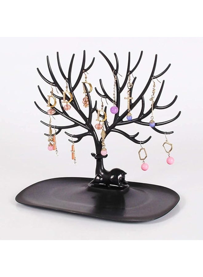 Arabest Jewelry Holders - Jewelry Rack Deer Tree Display Stand Tray,Antler Tree Jewelry Organizer Rack for Earrings,Necklaces,Bracelets,Lipsticks, Watches, Keys (Black) - Image 3