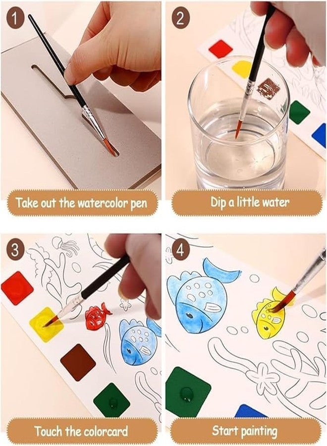 KETOVED Color Magic Book for Kids Activity Books for Children Coloring Books for Kids Ages 4-8 Years 20 Sheet Cartoon Painting kit with Brush (Fish Design) - Image 5