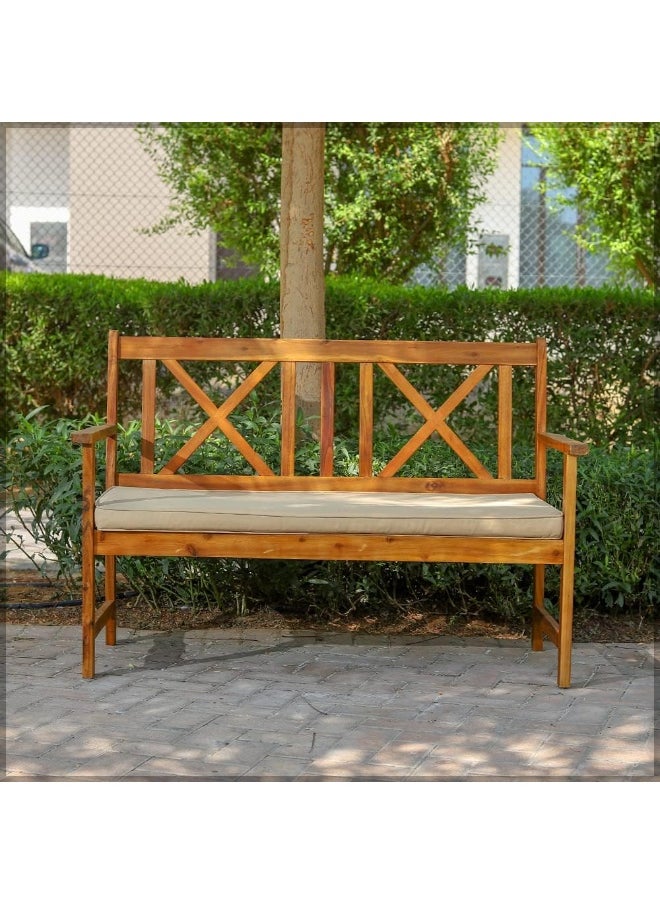 Raintree - Acacia Wood Garden Lounge Seating Sofa With Cushions Patio Sofa Seating Wooden Outdoor Balcony Terrace Yard Lawn Furniture - Image 1