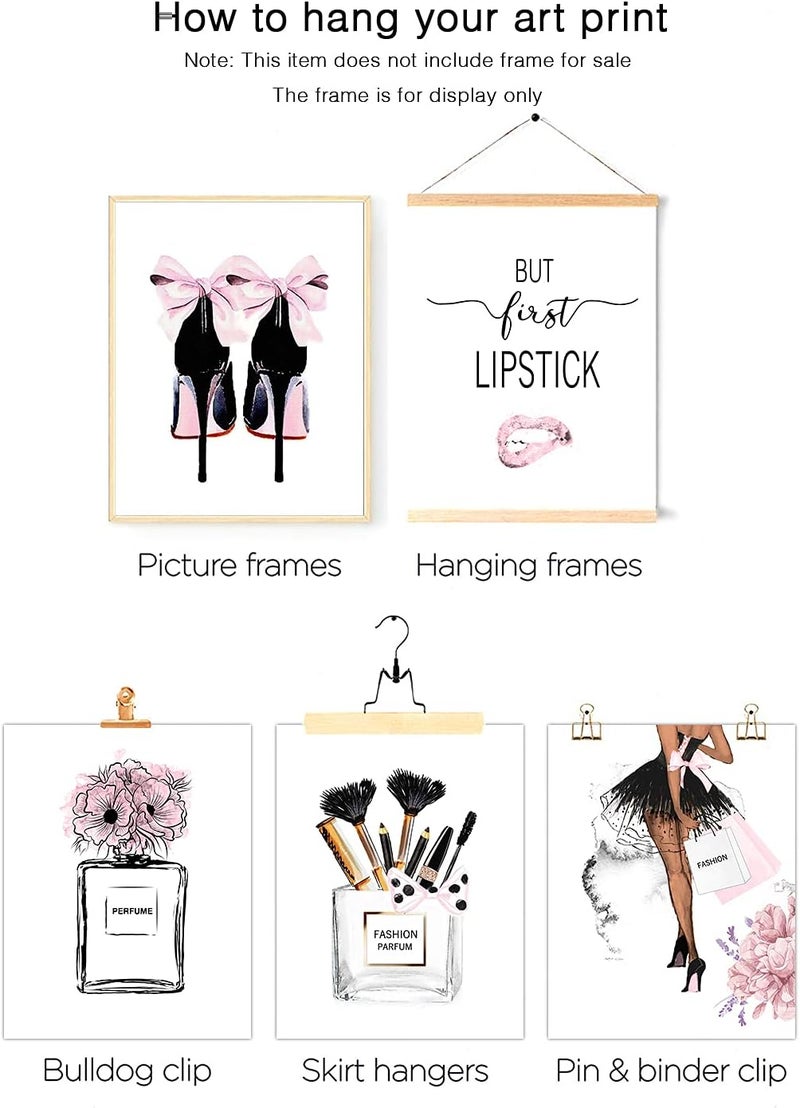 HoozGee Pink Room Decor Fashion Wall Art Prints Set of 6 Pink Canvas Prints Wall Decor Flower Perfumes Lipstick Makeup Art Posters Girls Room Decor for Bedroom Decor (11"x14" UNFRAMED) - Image 3
