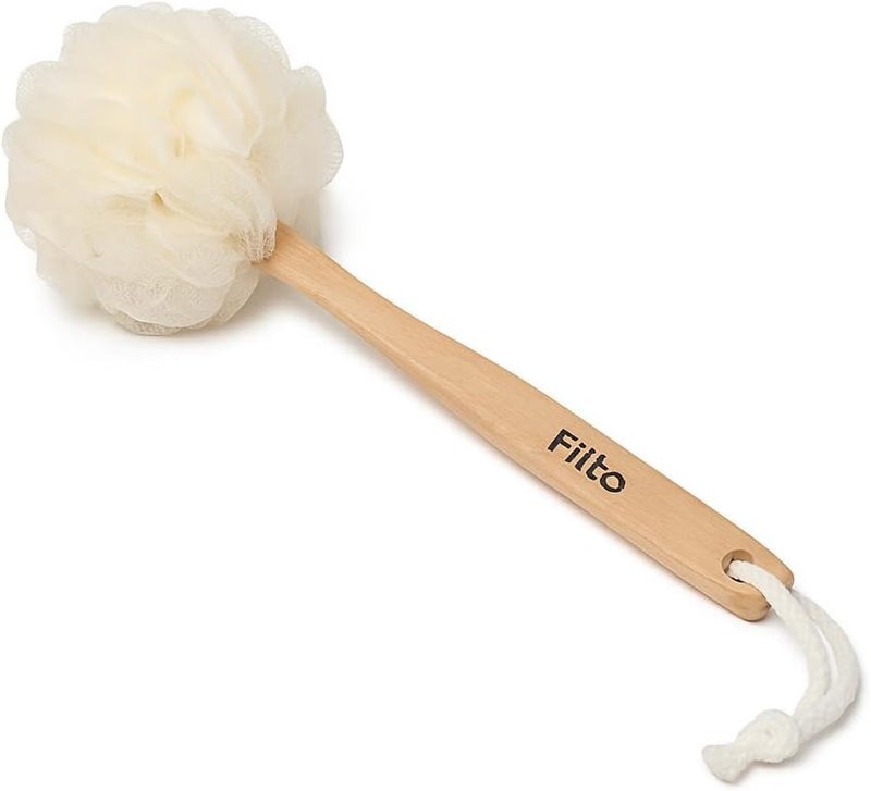 Fitto Shower Loofah Body & Back Scrubber - Exfoliating Luffa Bath Brush on a Stick - Image 1