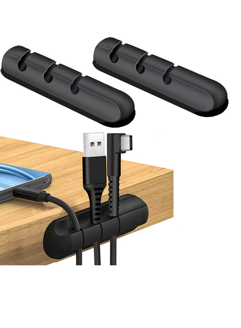 PYLCO SMART 3-Slot Cable Clips, 2 Pieces Silicone Cable Organizer Holder Cable Management Clips for Power Cord, USB Cable, TV Cable, PC, Home and Office Desk Cable - Image 1