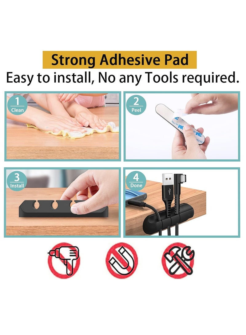 PYLCO SMART 3-Slot Cable Clips, 2 Pieces Silicone Cable Organizer Holder Cable Management Clips for Power Cord, USB Cable, TV Cable, PC, Home and Office Desk Cable - Image 4