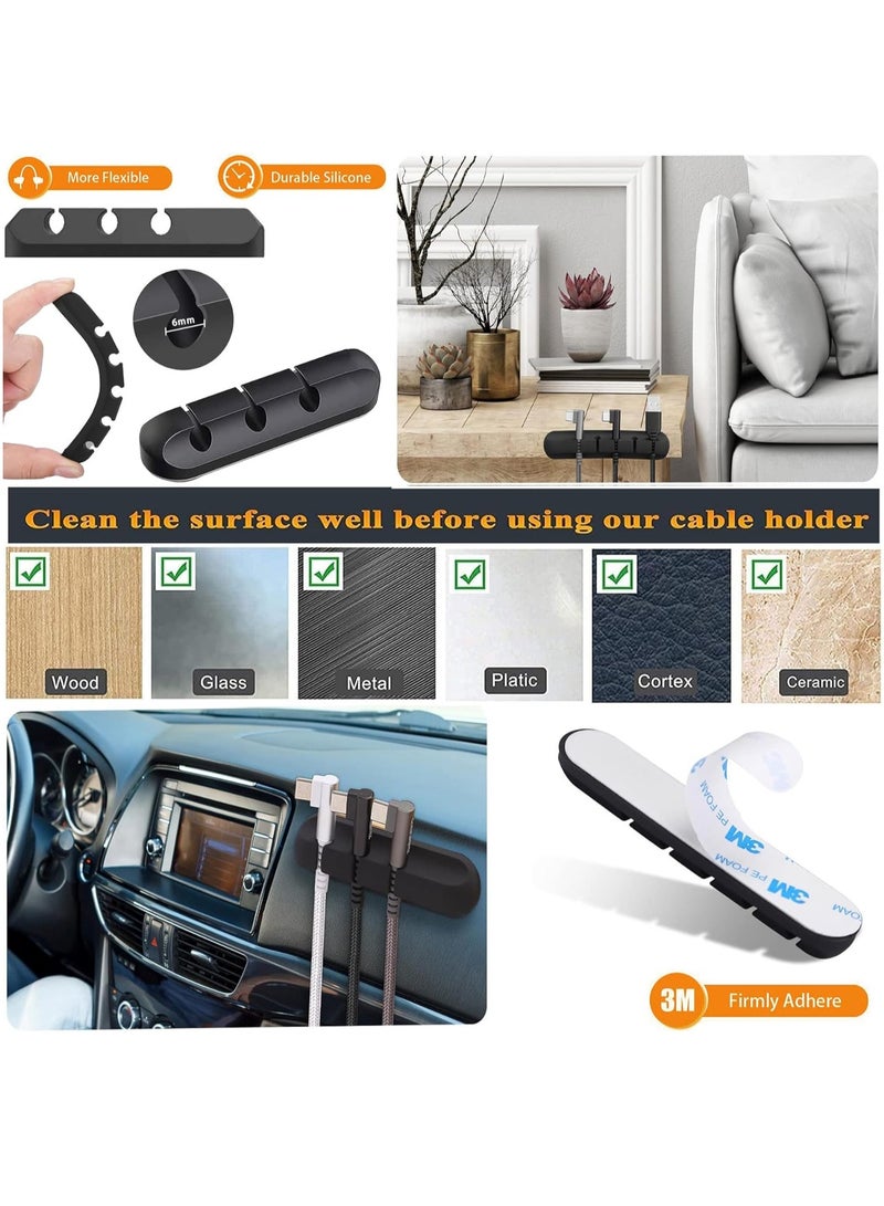 PYLCO SMART 3-Slot Cable Clips, 2 Pieces Silicone Cable Organizer Holder Cable Management Clips for Power Cord, USB Cable, TV Cable, PC, Home and Office Desk Cable - Image 5