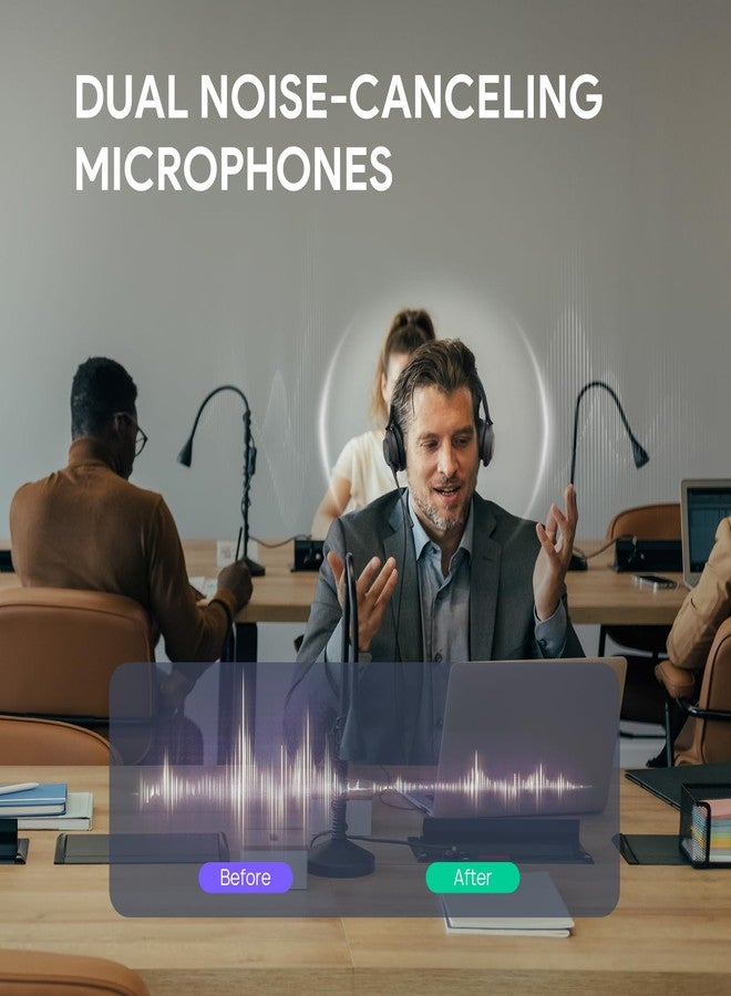 يالينك سماعة رأس يو إس بي يو إتش 37 من يالينك مزودة بميكروفون عازل للضوضاء، سماعة رأس سلكية لأجهزة الكمبيوتر المحمولة، معتمدة من تيمز، كابل يو إس بي-إيه/سي، تعمل مع زووم ومنصات الاتصالات الموحدة الرائدة الأخرى - Image 2