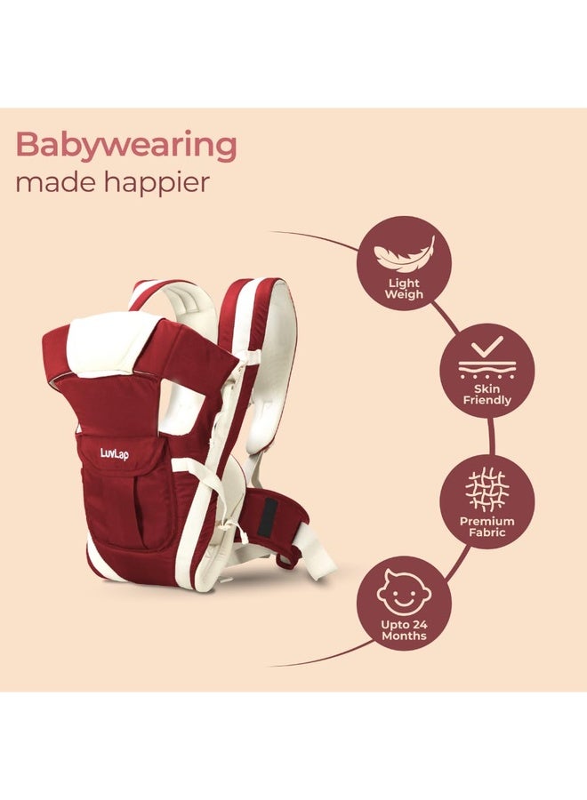 Luvlap Elegant Baby Carrier with 4 carry positions, Baby carrier for 4 to 24 months baby, Adjustable New-born to Toddler Carrier with cushioned leg support, Max weight Up to 15 Kgs (Red) - Image 5