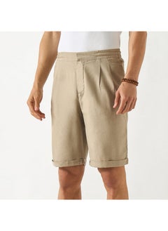 Iconic Iconic Solid Slim Fit Shorts with Pockets  - Image 1