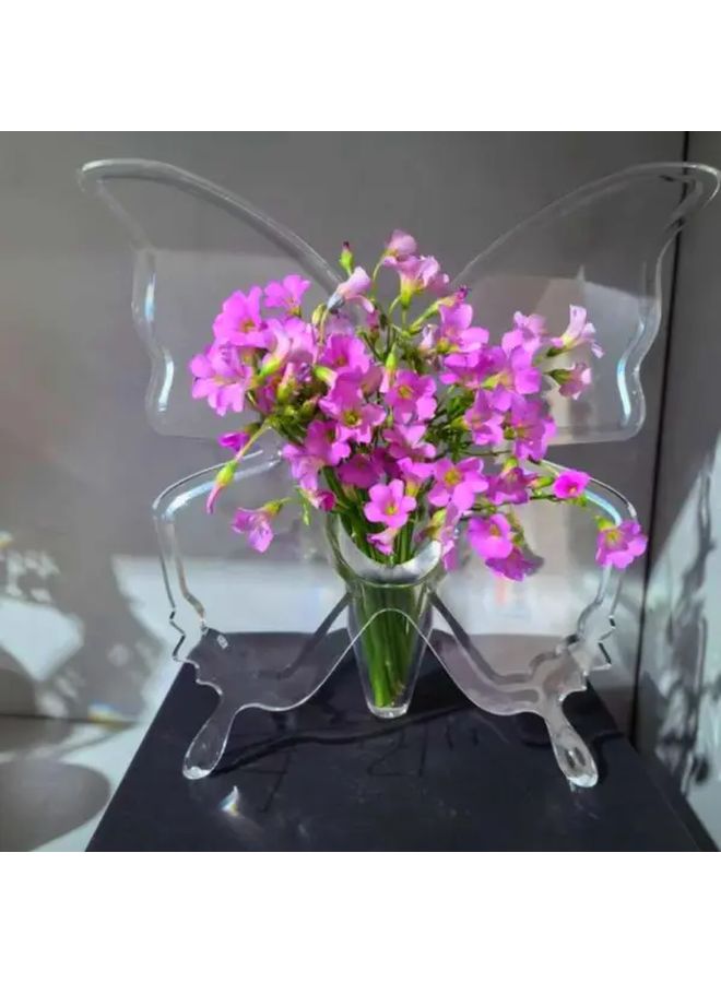 Modern Transparent Glass Vase Wing Design Sturdy Base Hydroponic Plant Pot Indoor Outdoor - Image 1