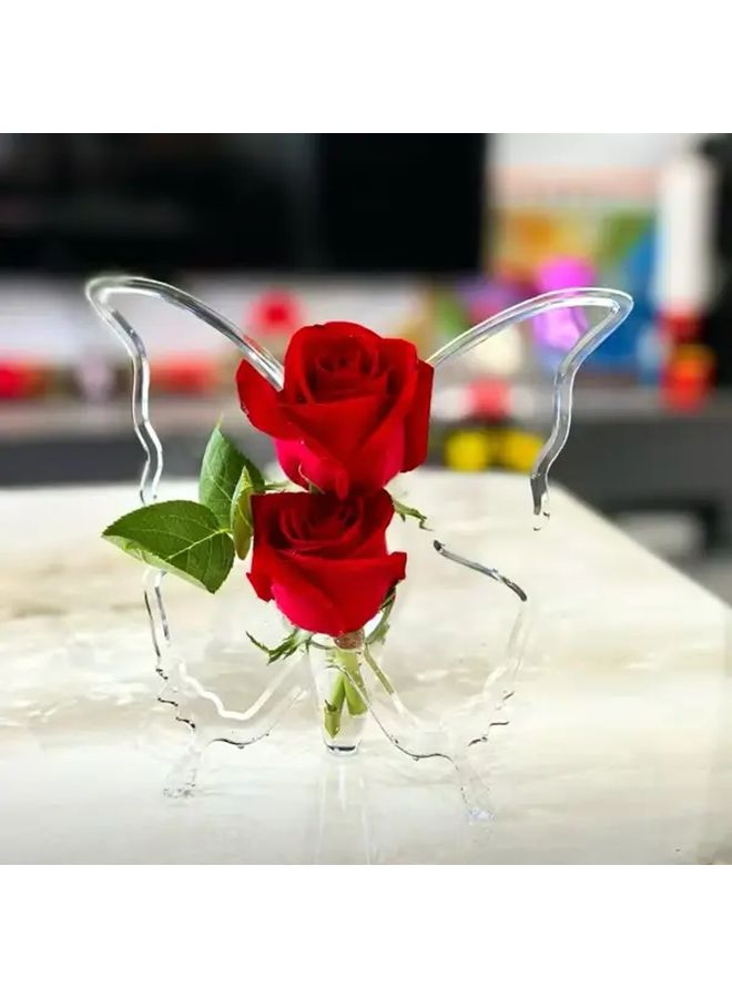 Modern Transparent Glass Vase Wing Design Sturdy Base Hydroponic Plant Pot Indoor Outdoor - Image 3