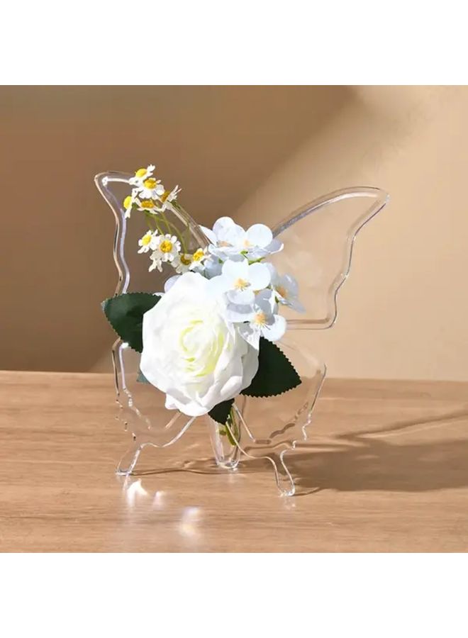 Modern Transparent Glass Vase Wing Design Sturdy Base Hydroponic Plant Pot Indoor Outdoor - Image 2