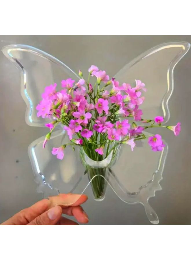 Modern Transparent Glass Vase Wing Design Sturdy Base Hydroponic Plant Pot Indoor Outdoor - Image 5