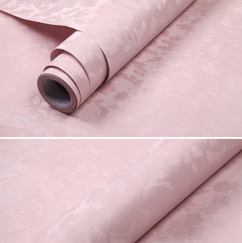wolpin ملصقات حائط ورق جدران لغرفة النوم (45 × 300 سم) أحدث ورود البوني مع حب DIY لغرفة الفتيات بتصميم بارز وملمس ذاتي اللصق، وردي - Image 5