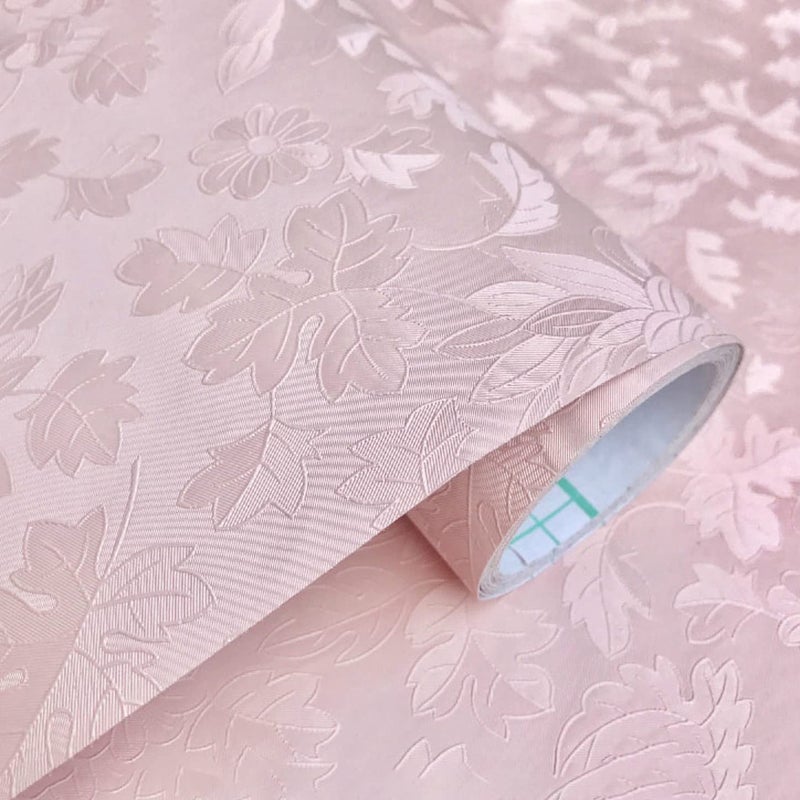 wolpin ملصقات حائط ورق جدران لغرفة النوم (45 × 300 سم) أحدث ورود البوني مع حب DIY لغرفة الفتيات بتصميم بارز وملمس ذاتي اللصق، وردي - Image 1