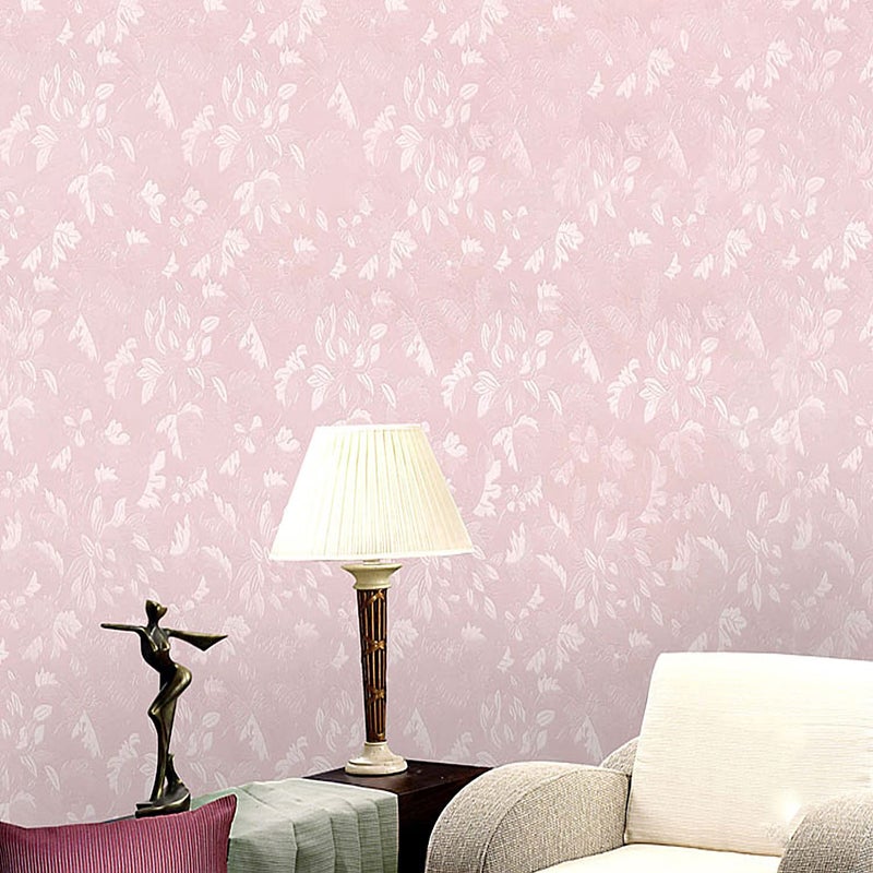 wolpin ملصقات حائط ورق جدران لغرفة النوم (45 × 300 سم) أحدث ورود البوني مع حب DIY لغرفة الفتيات بتصميم بارز وملمس ذاتي اللصق، وردي - Image 4