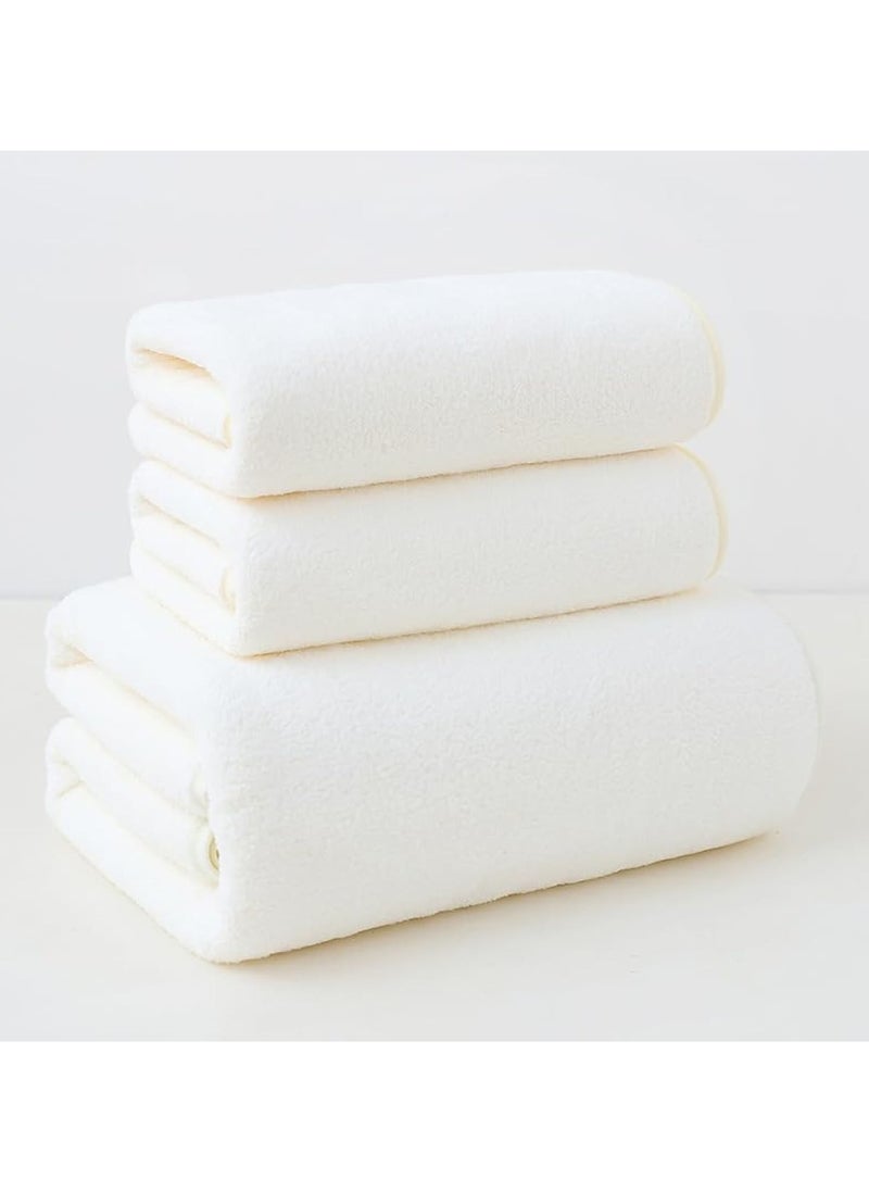 3 PCS Microfiber Bath Towel Set, Plush Quick Dry Lint Free Microfiber Bath Towel Set Multipurpose Coral Velvet Bath Towels for Spa, Yoga, Fitness, Bathroom (70 * 140 CM & 35 * 75 CM, White) - pzsku/Z953E8DDE95957F7E8BEFZ/45/_/1735309670/21034f83-9e6d-4977-ad38-e3cd7765ff11