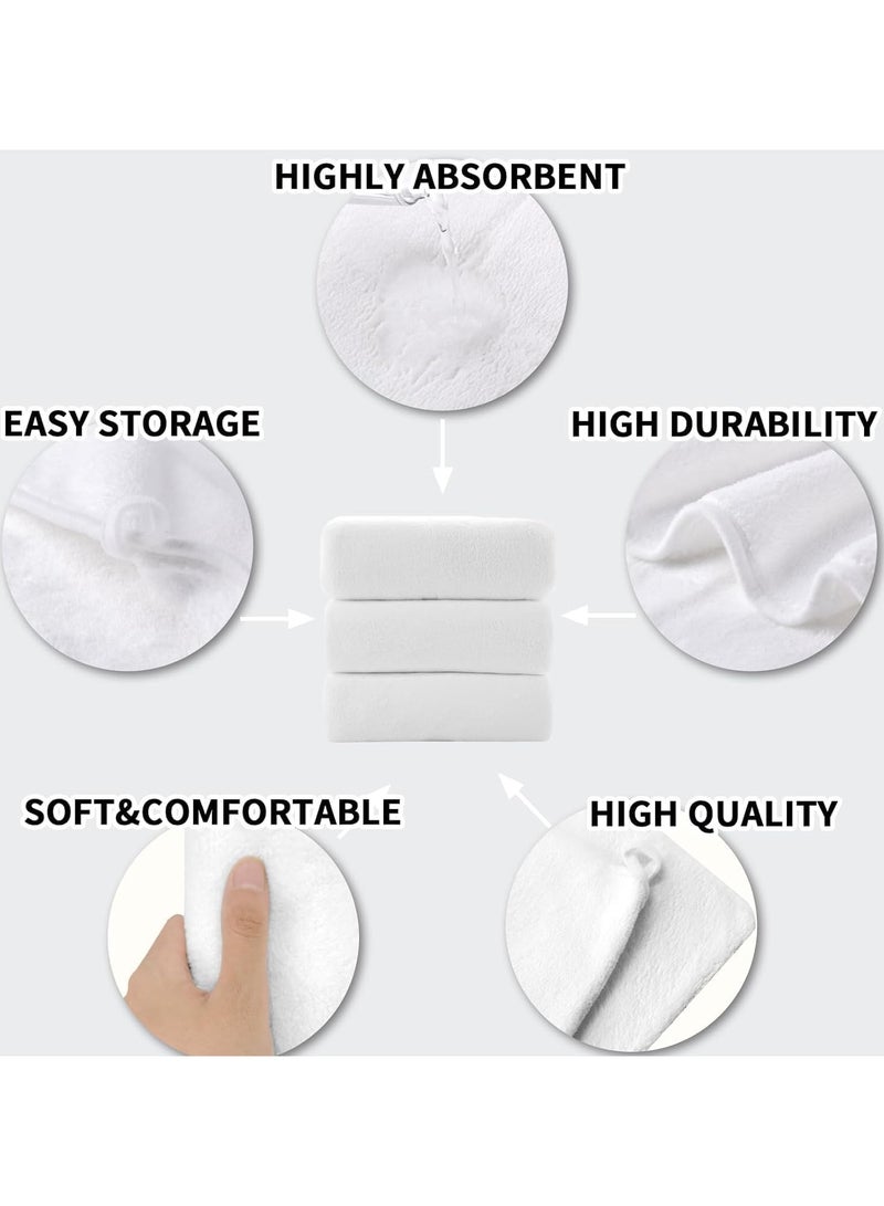 DIOTTI 3 PCS Microfiber Bath Towel Set, Plush Quick Dry Lint Free Microfiber Bath Towel Set Multipurpose Coral Velvet Bath Towels for Spa, Yoga, Fitness, Bathroom (70 * 140 CM & 35 * 75 CM, White) - Image 3