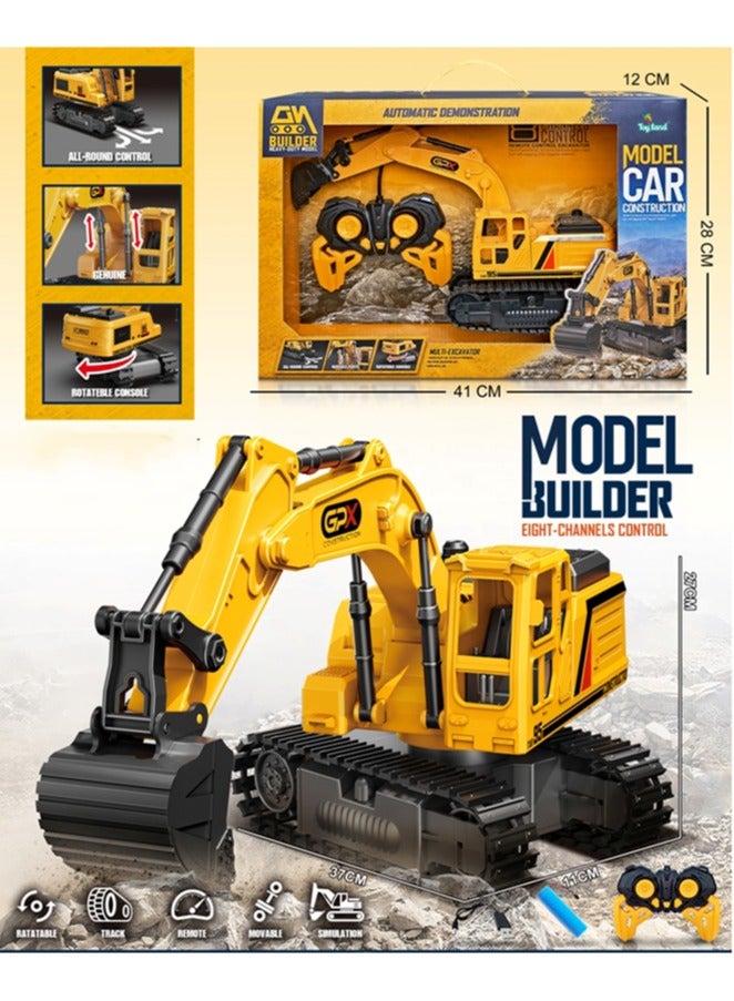 توي لاند حفارة متعددة الوظائف تعمل بالتحكم عن بُعد - مركبة بناء ذات 8 قنوات مع دلو متحرك ودوران 360 درجة - Image 3