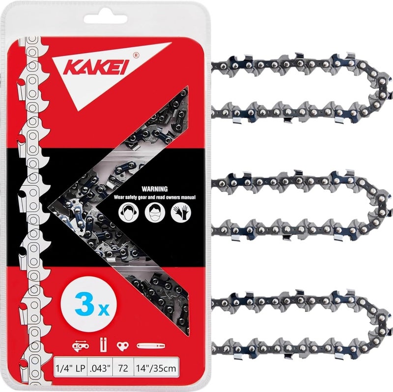 KAKEI 14 Inch Pole Saw Chain for Stihl 1/4" Pitch .043" Gauge 72 Drive Links Chainsaw Chain - 71PMM3 72 for Stihl Pole Saws (3 Chains) - Semi Chisel - Image 1
