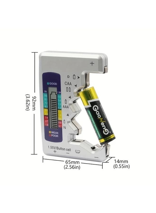 Silvery Black Portable BT 886 Battery Tester AA AAA 9V 1 5V Lithium Button Battery Capacity Voltage Load Tester Digital LCD Display - Image 4