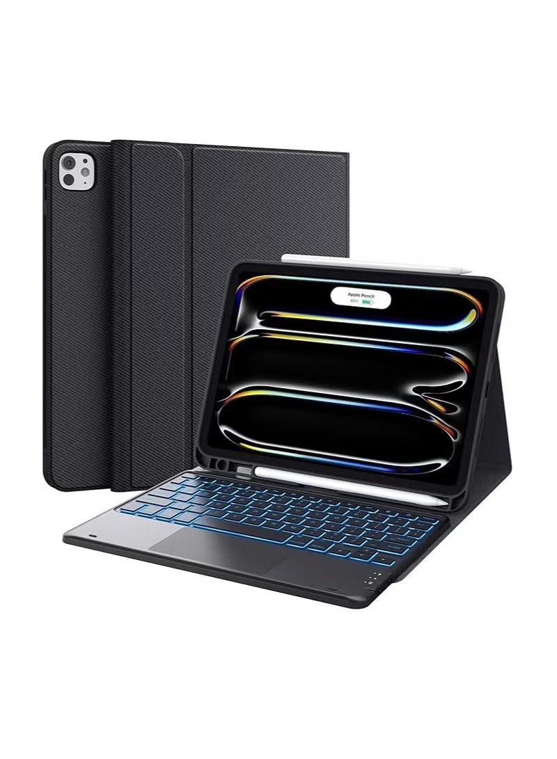Magnetic Detachable Keyboard,for iPad Pro 11 inch Case with Keyboard (M4) 2024,, with Backlight, 2 Wireless Channels, Touchpad and Pencil Holder, Precision Cutout Case (for iPad Pro 11''), Black - Image 1