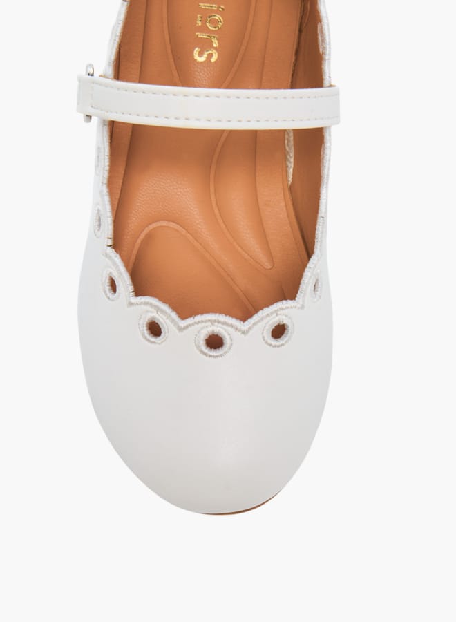JUNIORS Girls Scallop Detail Ballerina Shoes With Hook And Loop Closure  - Image 4