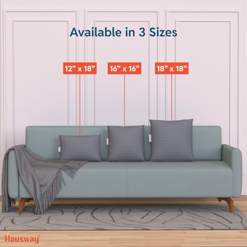 HAUSWAY Cushion for Sofa | Microfiber Square Sofa Cushion for Bed | Soft & Fluffy Pillow for Comfort and Back Support | Breathable & Washable, Grey Stripe Pack of 5 [16" x 16"] - Image 4