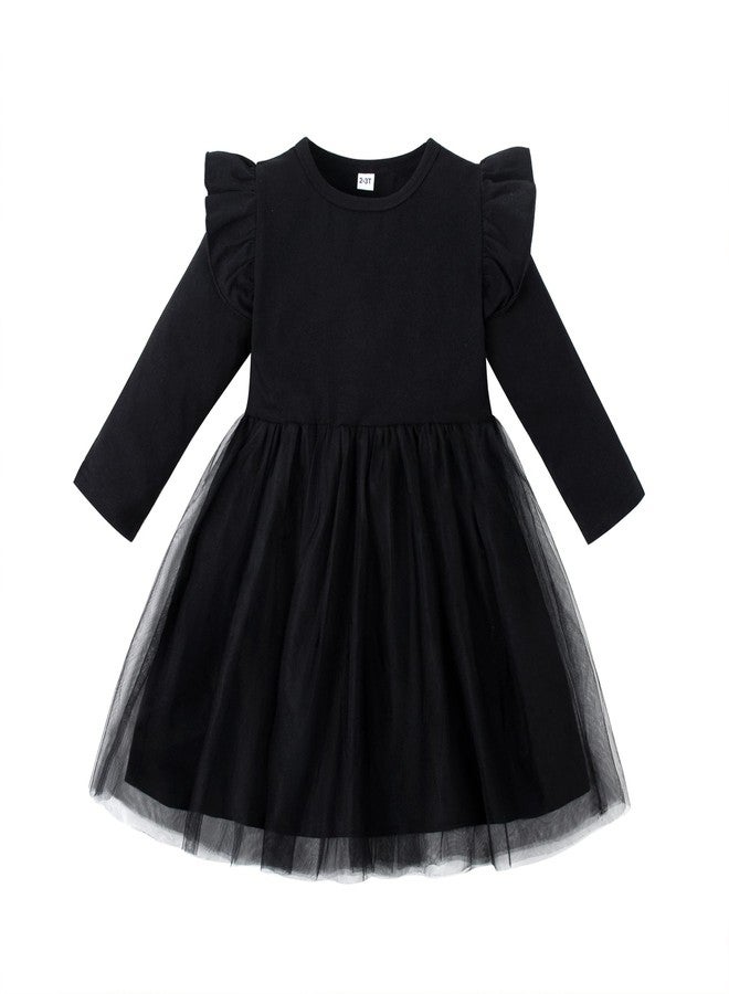 Magic Park 18M-7Y Baby Ruffle Tutu Dress Toddler Girl Tulle A-line Skirt Kids Casual Dresses Birthday Holiday Outfits (0043A_Black, 18-24 Months) - Image 1