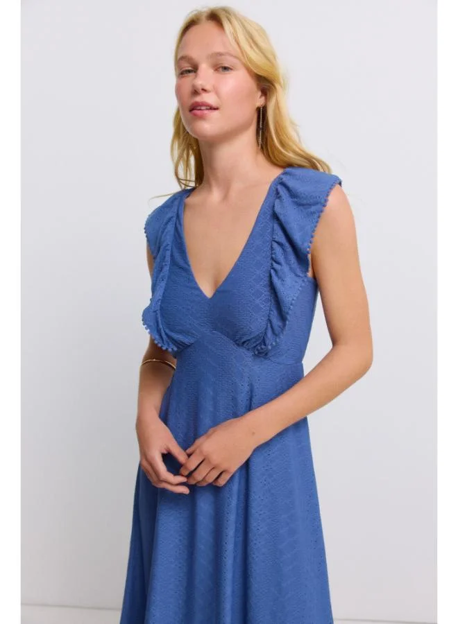 Springfield  Midi dress with ruffles for Women | Best Price UAE
