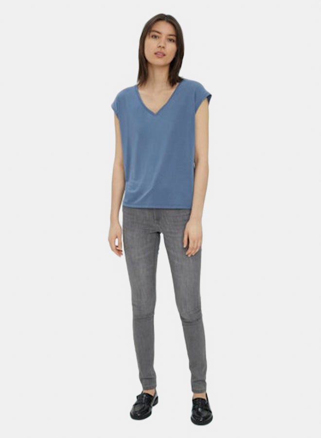 VERO MODA VERO MODA Womens Filli Shortsleeve V-Neck Tee  - Image 1