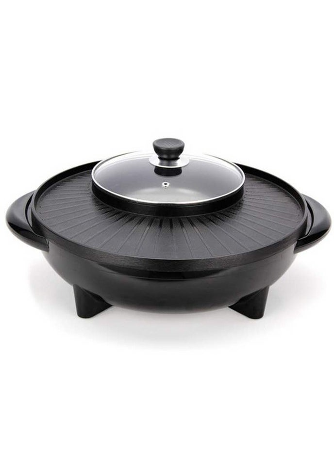 Electric grill and hot pot,Tabletop cooking assistant equipment，temperature control,Non-stick grill，Applicable to steak，hot pot，barbecue，Roast meat.